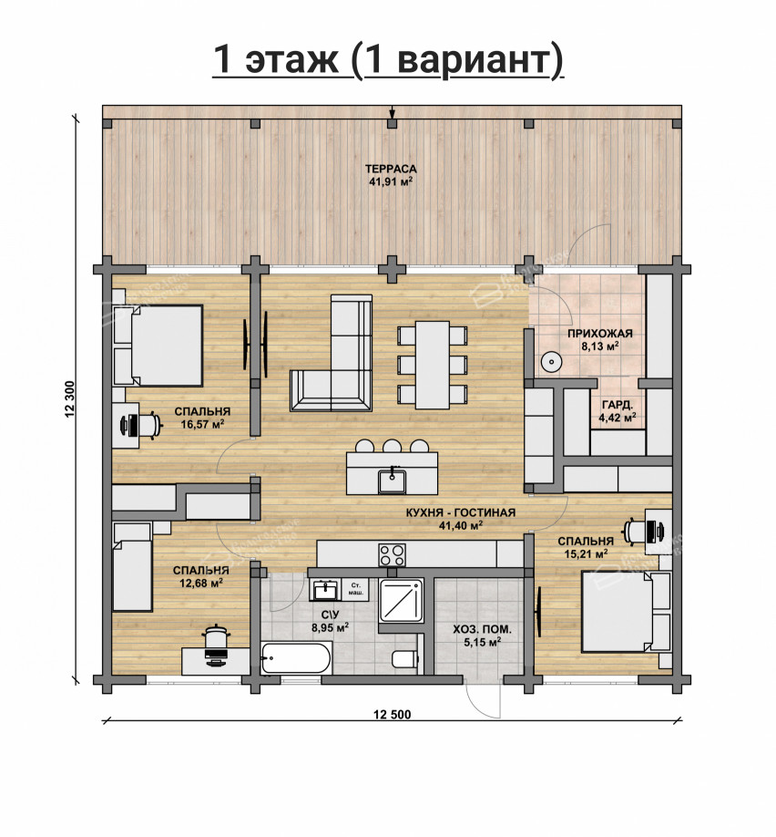 Дом из клееного бруса VZ-3001 